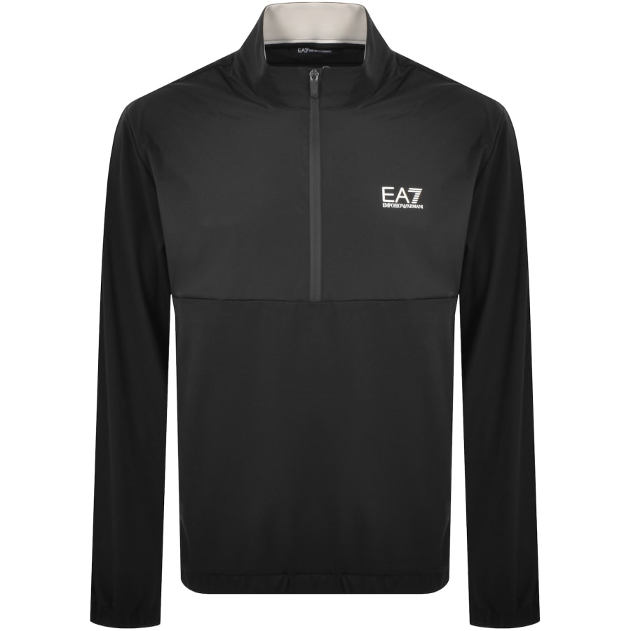 EA7 Emporio Armani Half Zip Logo Sweatshirt Black | Mainline